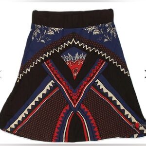 DESIGUAL WOMENS GRAPHIC A-LINE SKIRT PATCHWORK